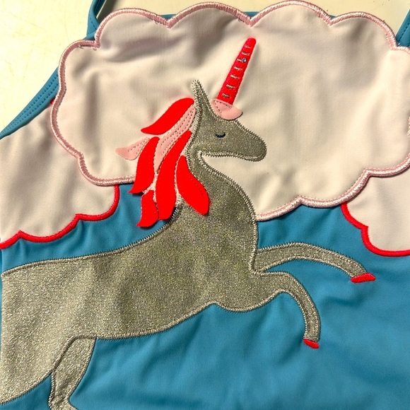 Mini Boden Unicorn One Piece Halter Swim Suit 3/4 - Picture 2 of 5